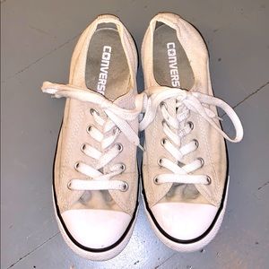 Ivory tan and white converse